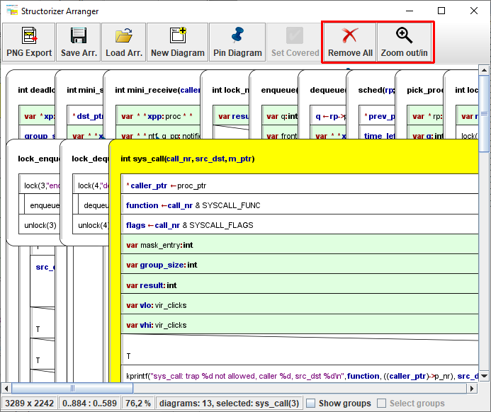 Arranger toolbar with shift button