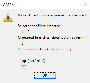 CASE editor consistency check report 1