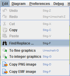 Edit menu version 3.27 with F & R selected