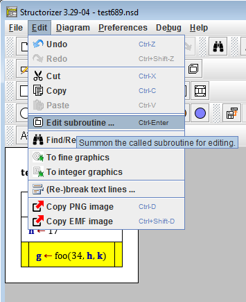Menu item Edit > Edit subroutine...