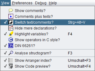 View Menu with emphasised Switch option