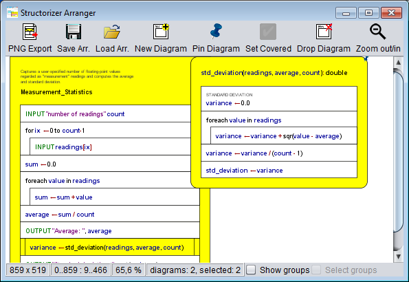 Outsourcing demo - the created subroutine for standard deviation