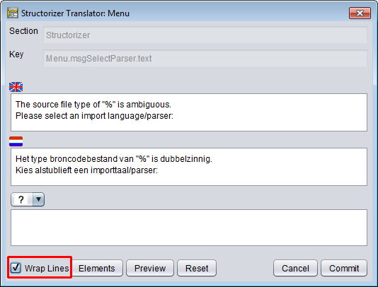 Translator Row Editor (initial view)